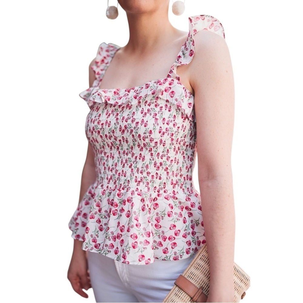 J. CREW x LIBERTY FABRIC *Blogger Favorite* Floral Smocked Ruffle Top L6741‎
